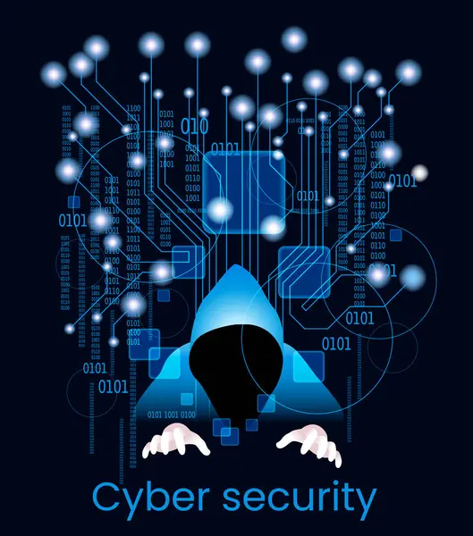 サイバー攻撃ビジネスコンセプト ノートパソコンのインターネットセキュリティで匿名のハッカー ダークネットとサイバーセキュリティコンセプト ストックイラスト