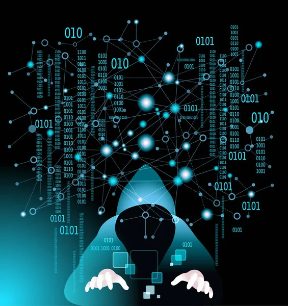 Cyberaanval Business Concept Anonieme Hacker Laptop Computer Internet Beveiliging Darknet Vectorbeelden