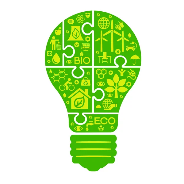 生态信息图形设计元素 带有生态图标的模板灯泡 气候战略背景 免版税图库插图