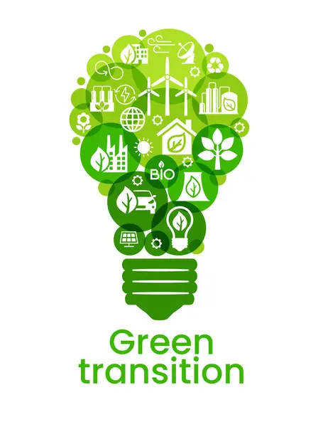 替代清洁能源 向环境友好型世界概念的过渡 生态资讯学 绿色发电 向可再生能源过渡 图库插图