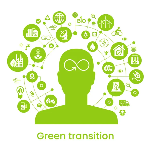 替代清洁能源 向环境友好型世界概念的过渡 生态资讯学 绿色发电 向可再生能源过渡 图库矢量图片