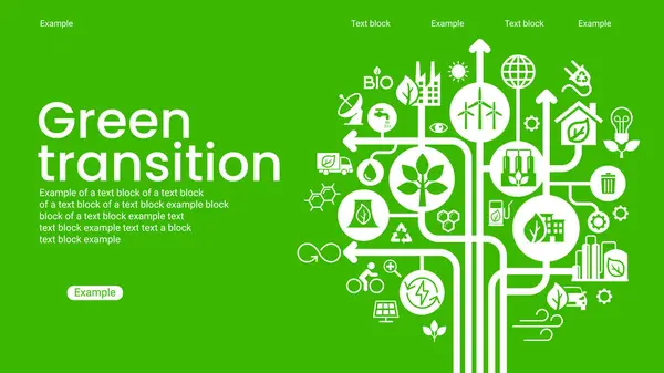 Alternative Saubere Energie Übergang Einem Umweltfreundlichen Weltkonzept Ökologie Infografik Ökostromerzeugung Stockillustration