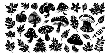 Beyaz arkaplanda karalama elle çizilmiş şirin dekorasyon unsurları kümesi.