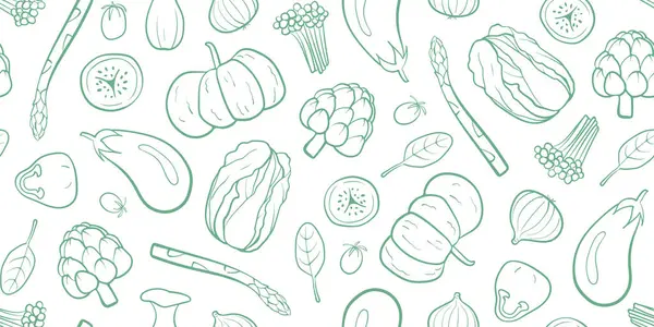 Çeşit çeşit sebzelerin yer aldığı elle çizilmiş kusursuz bir sebze deseni. Dijital arkaplan, ambalaj, ambalaj kağıdı, tekstil, mutfak dekorasyonu ve duvar kağıdı tasarımları için mükemmel..