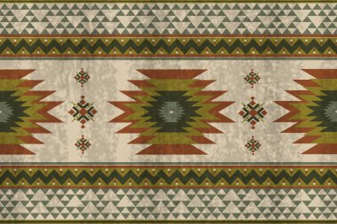 Etnik soyut Amerikan Yerlisi modeli. Kabile, halk ve Navajo tarzında kusursuz bir düzen. Aztek geometrik sanat süsü Halı, duvar kağıdı, giysi, ambalaj, kumaş, kapak, tekstil tasarımı
