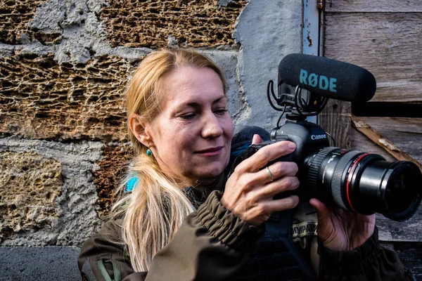 Ucrânia Kherson Outubro 2022 Lenka Klicperova Esta Excelente Jornalista Fotógrafa — Fotografia de Stock