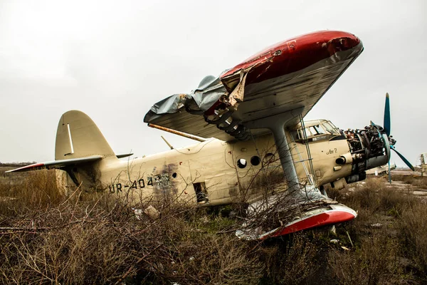 Avião Destruído Aeroporto Internacional Kherson Ataques Chernobaivka São Uma Série — Fotografia de Stock