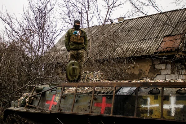 Ukrán Hadsereg Ternyben Van Ukrajnai Donbass Ban Frontvonal Orosz Hadsereg — Stock Fotó