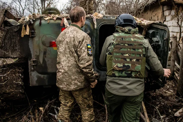 Het Oekraïense Leger Gepositioneerd Terny Donbass Oekraïne Dit Frontlinie Het — Stockfoto