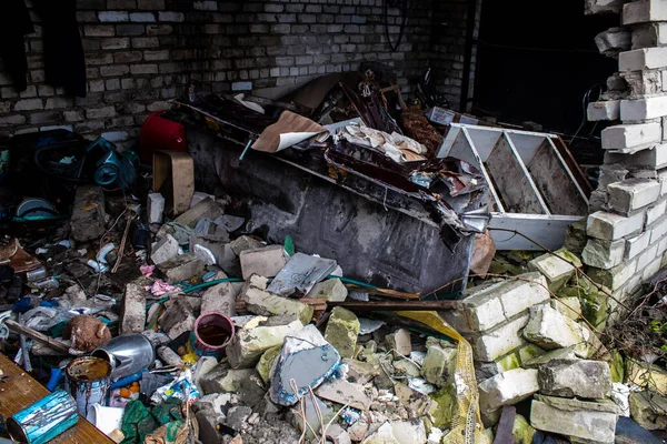 Stadsgezicht Van Het Vernietigde Dorp Stavky Donbass Oekraïne Dit Frontlinie — Stockfoto