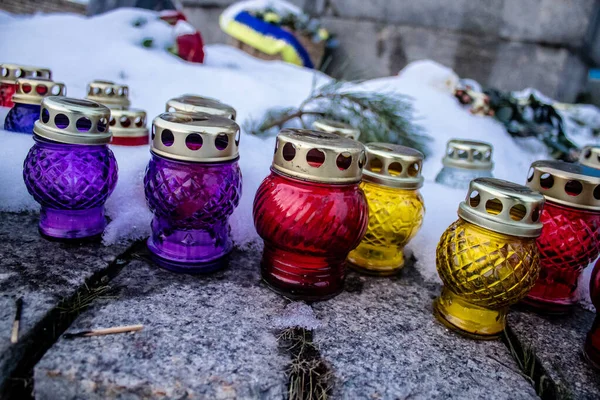 Kiew Ukraine Dezember 2022 Bunte Kerzen Denkmal Für Die Opfer — Stockfoto