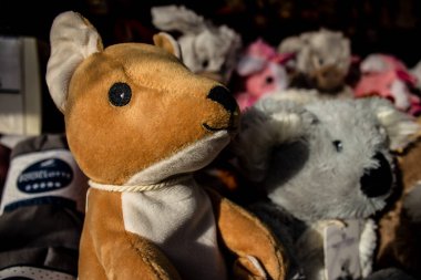 Reims 'deki Noel Pazarı' nda hayvan şekilli peluş sıcak su şişesi 1-30 Aralık 2022 tarihleri arasında gerçekleşecek. Gezinti güvertesinde Jean-Louis Schneiter, 