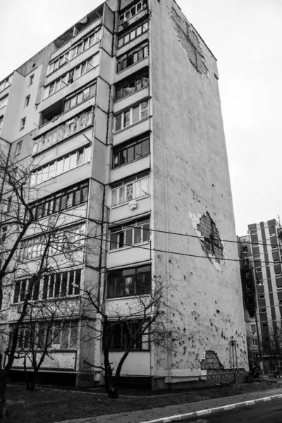 Irpin Bohaterskie Miasto Ukrainie Położone Obok Miasta Kijów Większość Budynków — Zdjęcie stockowe