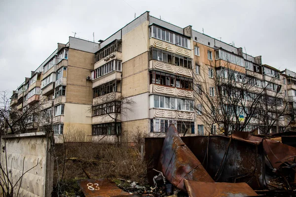 Буча Город Украине Расположенный Рядом Городом Киевом Большинство Зданий Разрушены — стоковое фото