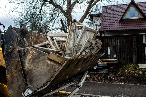 Plusieurs Maisons Boucha Une Banlieue Kiev Sont Cours Réparation Restauration — Photo