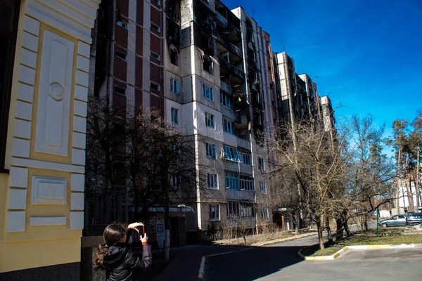 우크라이나 Irpin 2023 르핀에 대부분의 건물은 수없을 정도로 파괴되거나 손상을 — 스톡 사진