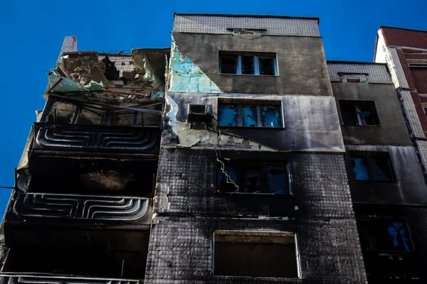 乌克兰伊尔平 2023年3月14日伊尔平的大部分建筑物不是被毁就是无法修复 该城遭到俄罗斯炮轰 许多人在伊尔平战役中丧生 这些都是战争罪 — 图库照片