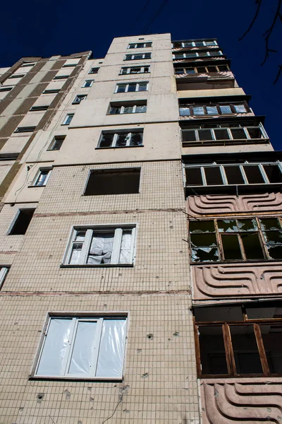 Irpin Ukraina Marca 2023 Większość Budynków Irpin Jest Zniszczona Lub — Zdjęcie stockowe