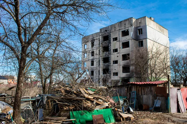Borodyanka Oekraïne Maart 2023 Meeste Gebouwen Borodyanka Zijn Vernietigd Onherstelbaar — Stockfoto