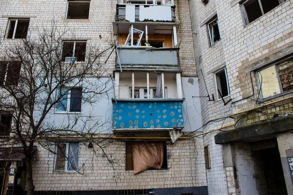 Meeste Gebouwen Borodyanka Zijn Vernietigd Onherstelbaar Beschadigd Stad Werd Gebombardeerd — Stockfoto