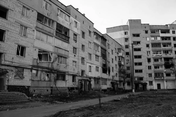 Maggior Parte Degli Edifici Borodyanka Sono Distrutti Danneggiati Irrimediabilmente Città — Foto Stock