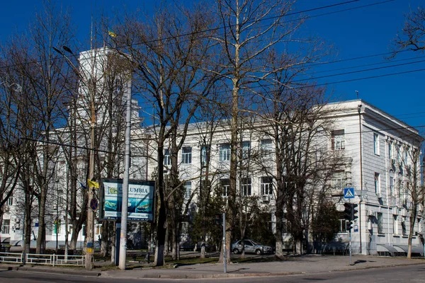 Cityscape Fachada Edifício Cidade Kherson Cidade Kherson Está Constantemente Sob — Fotografia de Stock