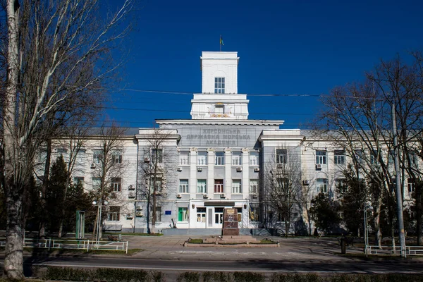 Cityscape Facade Building Kherson City City Kherson Constantly Russian Bombardment — Stock Photo, Image