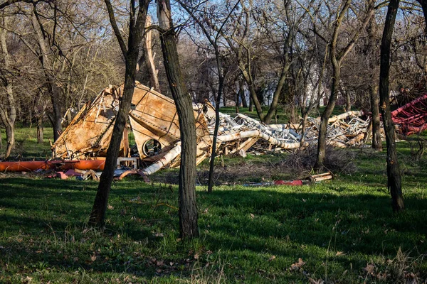 Ουκρανική Κεραία Τηλεόρασης Καταστράφηκε Από Ρωσικό Στρατό Υποδομές Του Kherson — Φωτογραφία Αρχείου