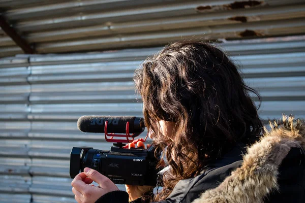 Juliette Corne Francuska Reżyserka Filmowa Kręcąca Dokument Wojnie Ukrainie Letnia — Zdjęcie stockowe