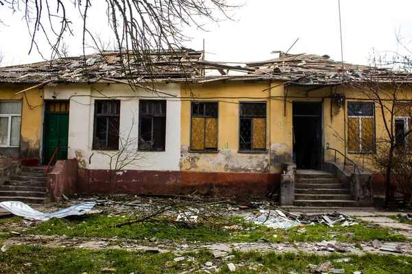 Dommages Causés Par Artillerie Dans Ville Kherson Ville Kherson Est — Photo