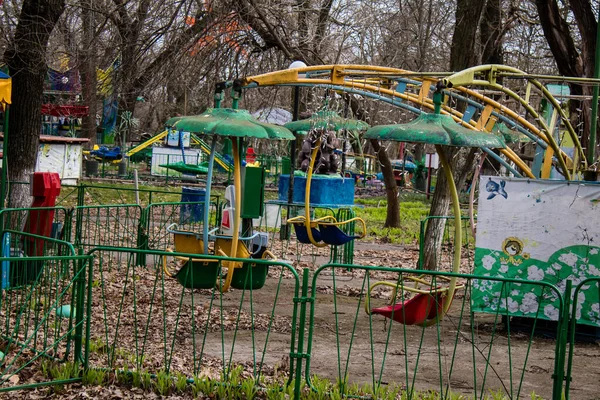 Övergiven Nöjespark Kherson Parken Var Permanent Stängd Efter Den Ryska — Stockfoto