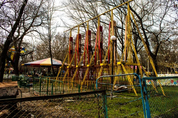 Övergiven Nöjespark Kherson Parken Var Permanent Stängd Efter Den Ryska — Stockfoto