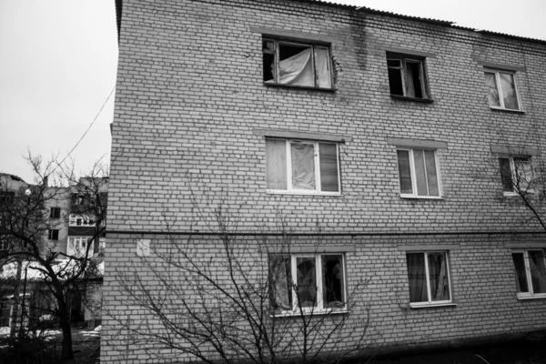 Лайман Украина Апреля 2023 Года Здания Предприятия Сильно Повреждены Бомбардировками — стоковое фото