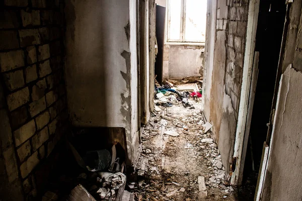 Interior Uma Casa Destruída Por Bombardeamento Russo Objetos Vida Diária — Fotografia de Stock