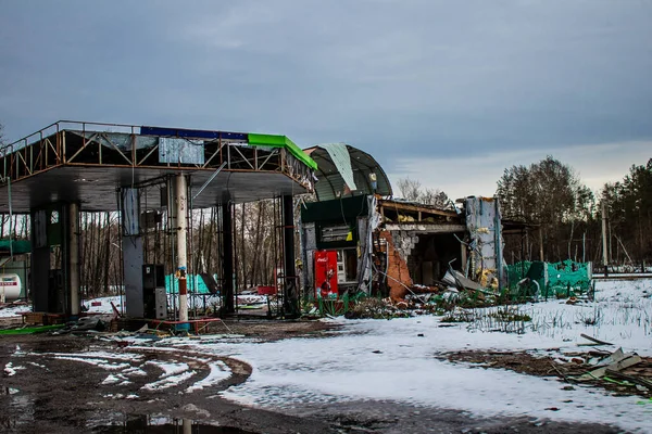 Die Okko Tankstelle Ist Dauerhaft Geschlossen Die Stadt Wurde Evakuiert — Stockfoto