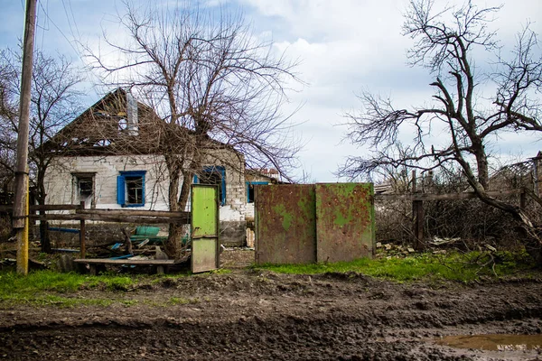 Terny Oekraïne April 2023 Verwoest Huis Het Dorp Terny Donbass — Stockfoto