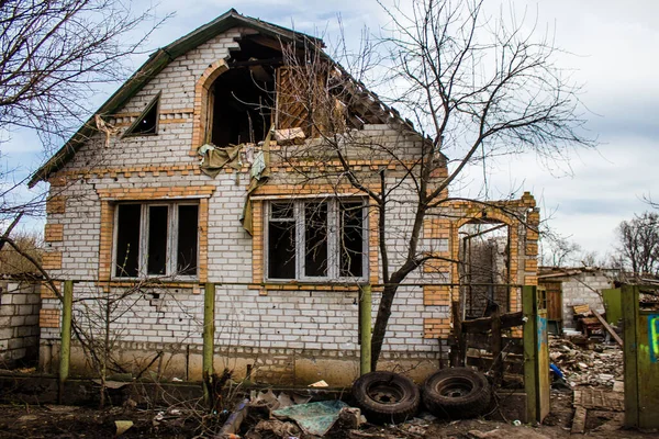Terny Ukrajina Dubna 2023 Zničený Dům Vesnici Terny Donbasu Ukrajině — Stock fotografie