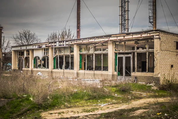 Izyum Ucrania Abril 2023 Edificio Destruido Ubicado Ciudad Izyum Óblast — Foto de Stock