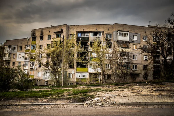 Izyum Ucrania Abril 2023 Edificio Destruido Ubicado Ciudad Izyum Óblast — Foto de Stock