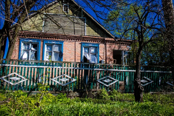 Zniszczone Domy Zlokalizowane Miejscowości Bohorodychne Donesk Obwód Rosyjska Armia Najechała — Zdjęcie stockowe