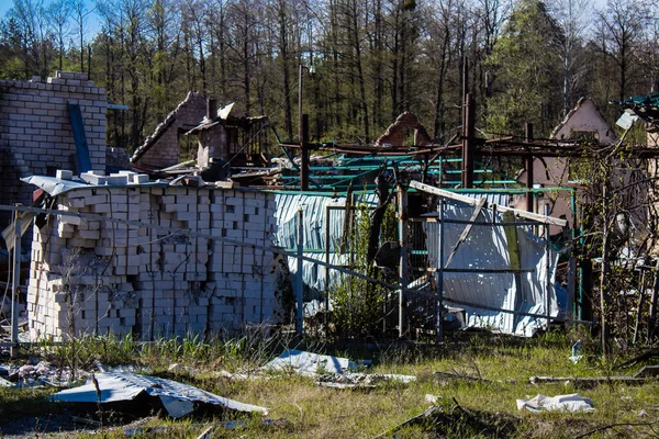 Donesk州Bohorodychne村的房屋被毁 俄军入侵乌克兰 在这个已成为战场的地区正在发生激烈的战斗 — 图库照片
