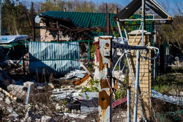 Donesk州Bohorodychne村的房屋被毁 俄军入侵乌克兰 在这个已成为战场的地区正在发生激烈的战斗 — 图库照片
