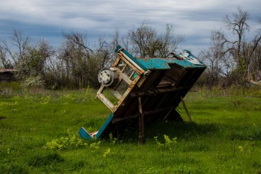 Harkiv cephesindeki yıkılmış bina, Rus ordusu sivil hedefleri bombaladı ve çok fazla hasara yol açtı. Bu bölgede şiddetli çatışmalar yaşandı..