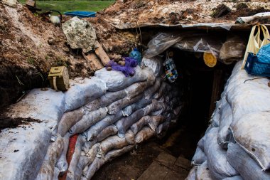 113. Harkiv Savunma Tugayı 'nın 209. Taburu' nun siperleri. Bu tugayın görevi Rus ordusunun tam önünde mevzilenmek ve tüm düşman saldırılarını püskürtmek..
