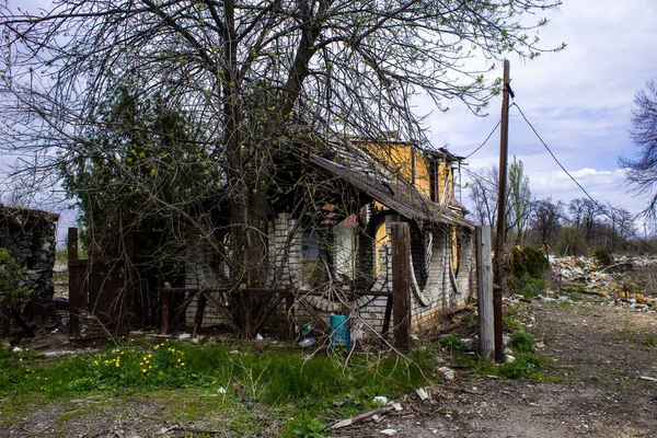 Zničená Budova Přední Linii Charkova Ruská Armáda Bombarduje Civilní Cíle — Stock fotografie