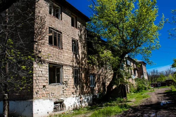 Cityscape Cidade Niu York Localizada Donbass Poucos Quilômetros Bahkmut Onde — Fotografia de Stock