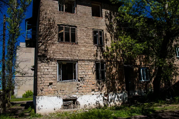Cityscape City Niu York Located Donbass Few Kilometers Bahkmut Fighting — Stock Photo, Image