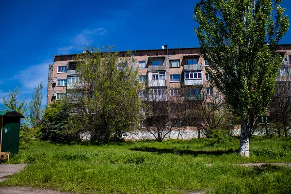 Paisaje Urbano Ciudad Niu York Ubicado Donbass Pocos Kilómetros Bahkmut —  Fotos de Stock