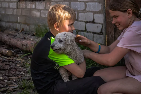 Adolescentes Aldeia Yampil Oblast Donetsk Ucrânia Crianças Não Podem Mais — Fotografia de Stock