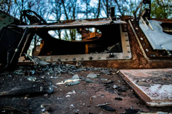 Ukrainsk Armé Btr Pansarfordon Förstördes Artilleri Brand Stridszonen Nära Bahkmut — Stockfoto